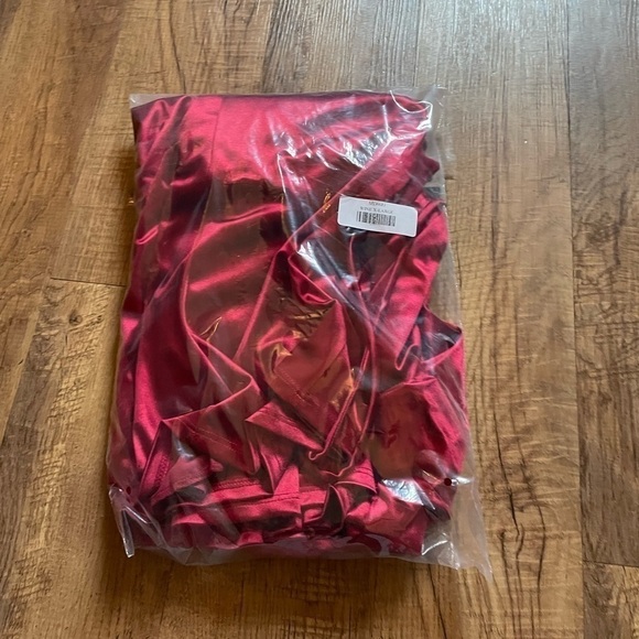 LULU’S Destined Love Wine Red Satin Backless Cutout Mermaid Maxi Dress - Picture 4 of 4